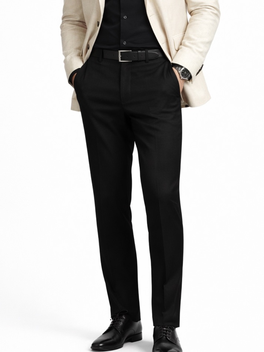 NWT Savane Men’s Black Dress Suit Pants Slacks Flat Front Stretch Classy